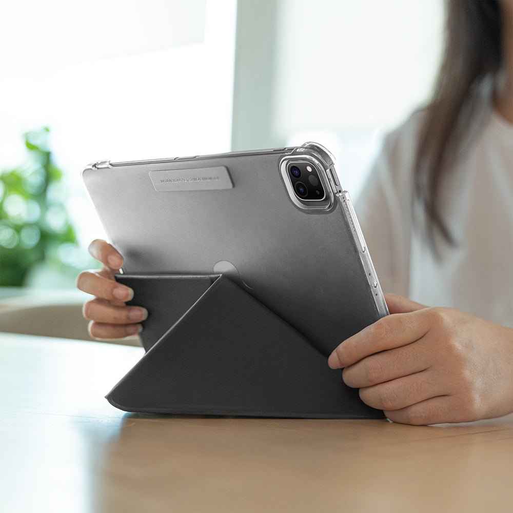 Apple iPad Pro 13 2024 Uyumlu Raptic Clear Folio Airbagli Şeffaf Kapaklı Katlanabilir Standlı Kılıf