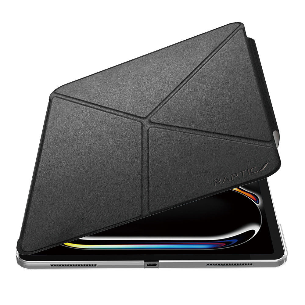 Apple iPad Pro 13 2024 Uyumlu Raptic Clear Folio Airbagli Şeffaf Kapaklı Katlanabilir Standlı Kılıf - raptic