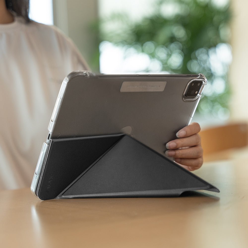 Apple iPad Pro 13 2024 Uyumlu Raptic Clear Folio Airbagli Şeffaf Kapaklı Katlanabilir Standlı Kılıf - raptic