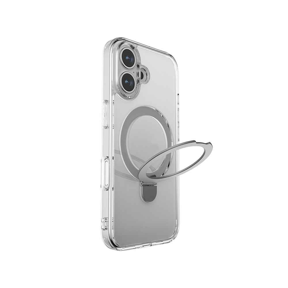 Apple iPhone 16 Plus Uyumlu Kılıf Magsafe Şarj Özellikli Raptic Air Stand Serisi Buzlu Transparan Tasarımlı Standlı Kapak