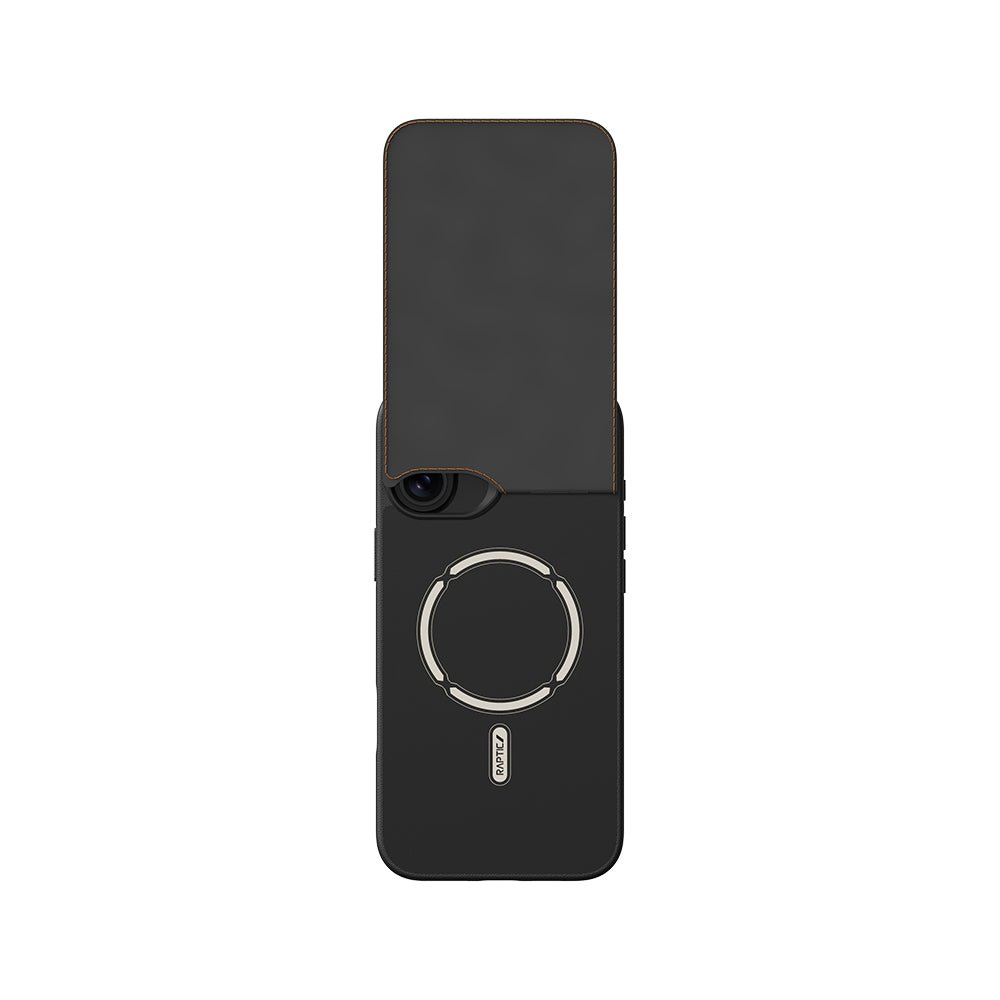 Apple iPhone 16 Plus Uyumlu Kılıf Magsafe Şarj Özellikli Raptic Slim Wallet Serisi Deri Görünümlü Kartlıklı Standlı Kapak - raptic