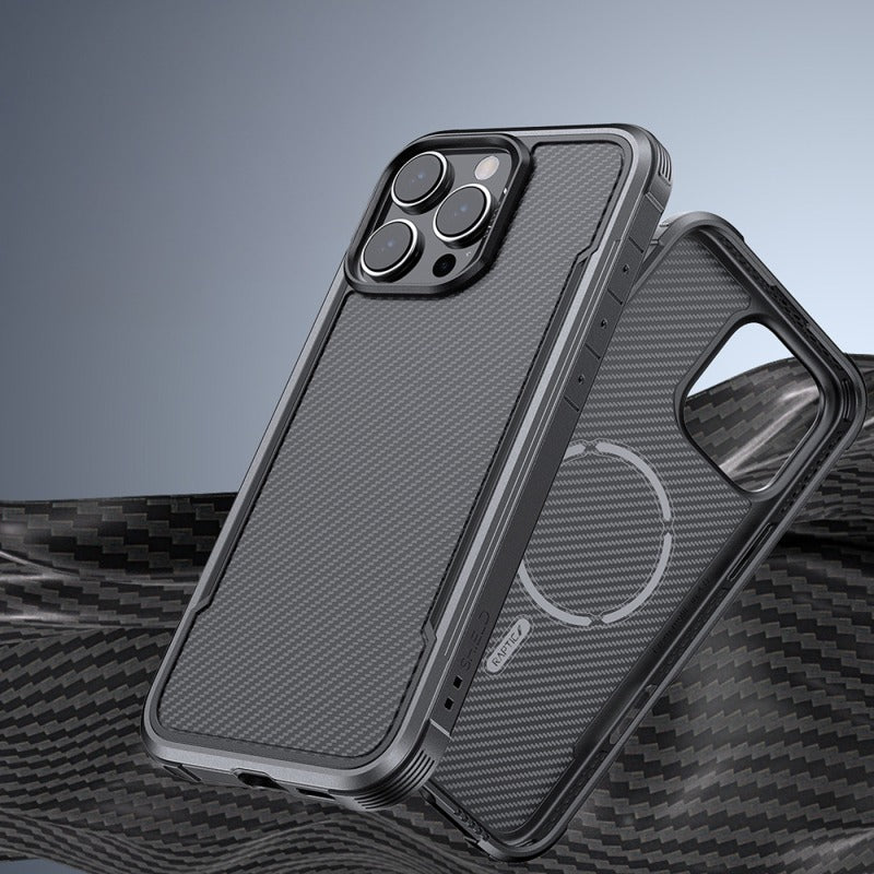 Apple iPhone 16 Pro Max Kılıf M - safe Şarj Özellikli Airbagli Raptic Apex Serisi Karbon Fiber Tasarımlı Kapak - raptic