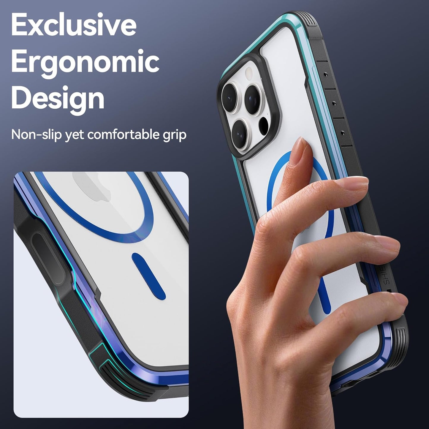 Apple iPhone 16 Pro Max Uyumlu Kılıf Magsafe Şarj Özellikli Airbagli Raptic Shield Serisi Şeffaf Arka Yüzey Kapak - raptic