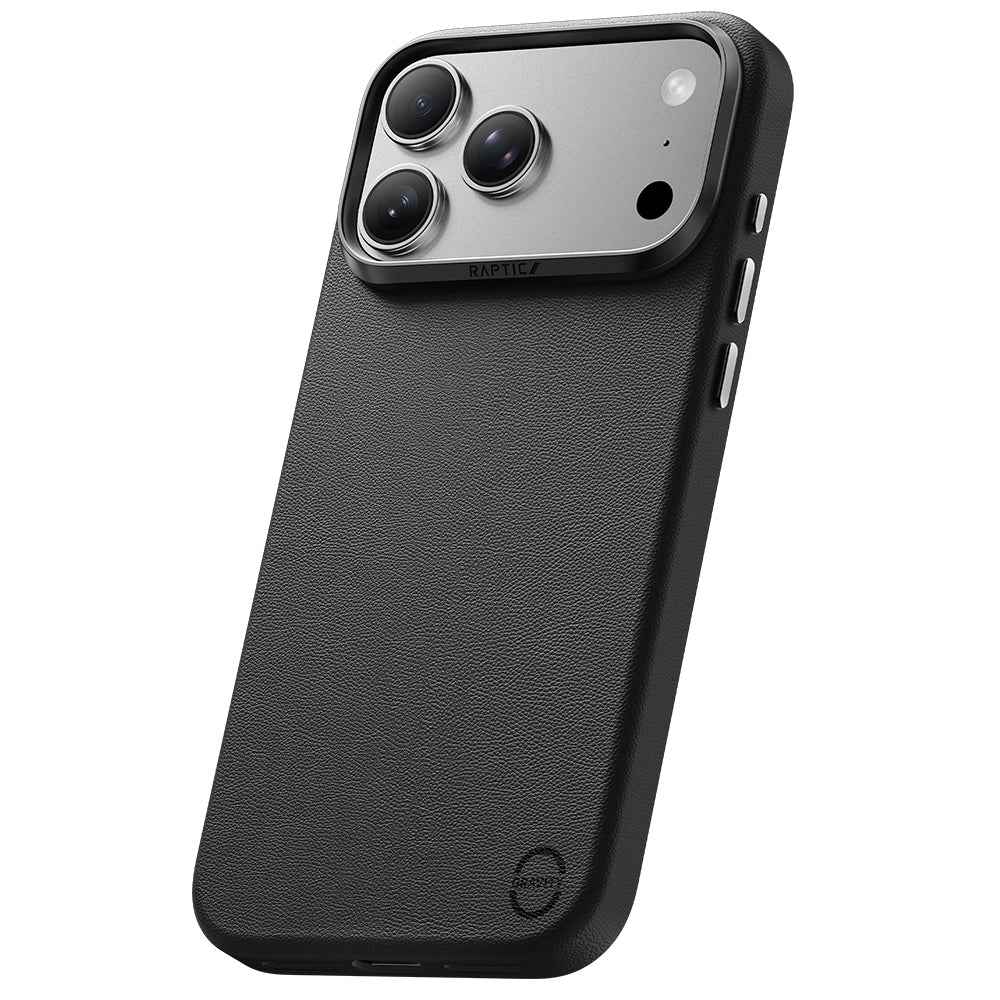 Raptic iPhone 18 Pro Max Urban Nano kılıf, Siyah, deri dokulu, MagSafe uyumlu