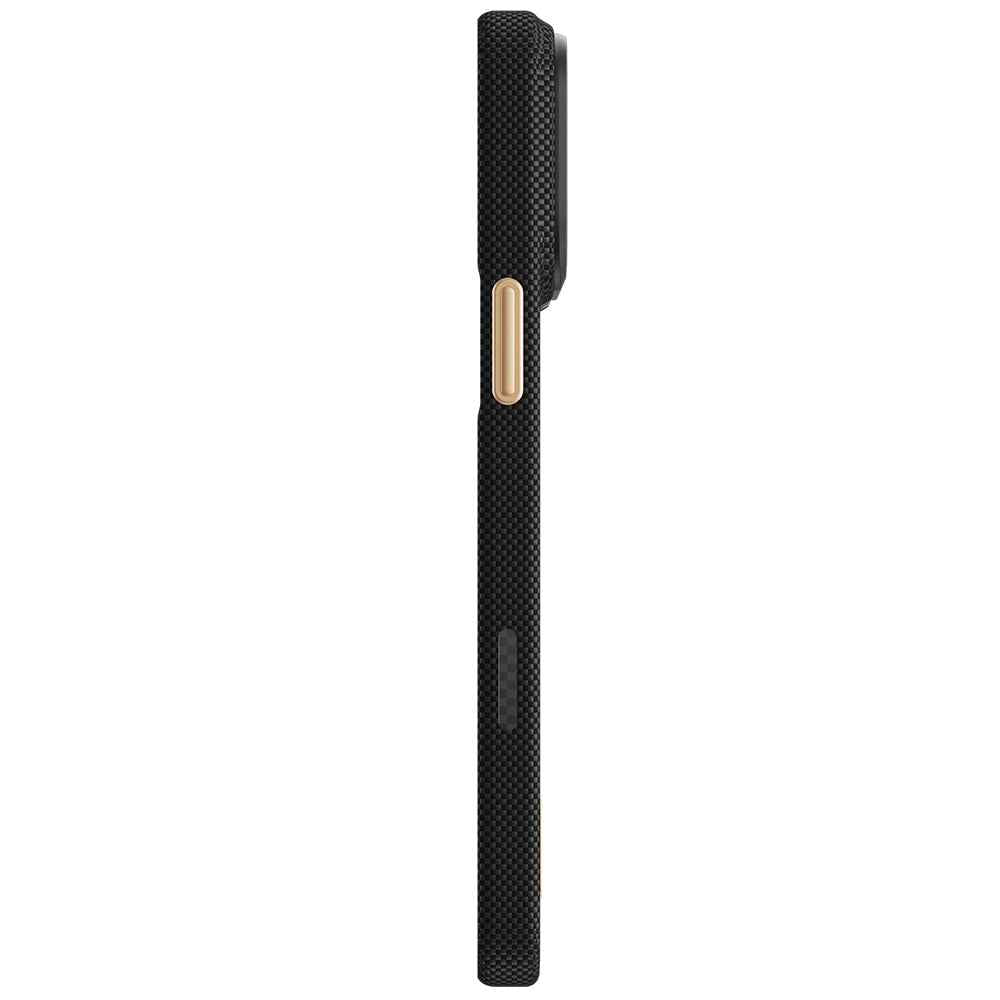 Raptic iPhone 18 Pro Aramid Skin Rise kılıf, 24 ayar altın detaylı, MagSafe uyumlu