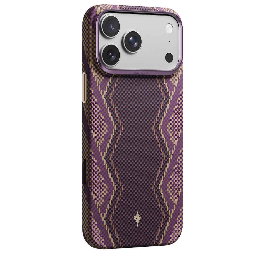 Raptic iPhone 18 Pro Max Aramid Skin Scepter kılıf, Burgundy, MagSafe uyumlu