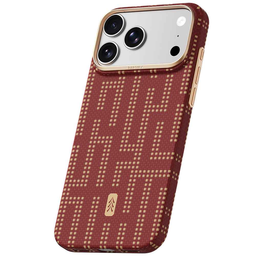 Raptic iPhone 18 Pro Aramid Skin kılıf, Kırmızı, MagSafe uyumlu