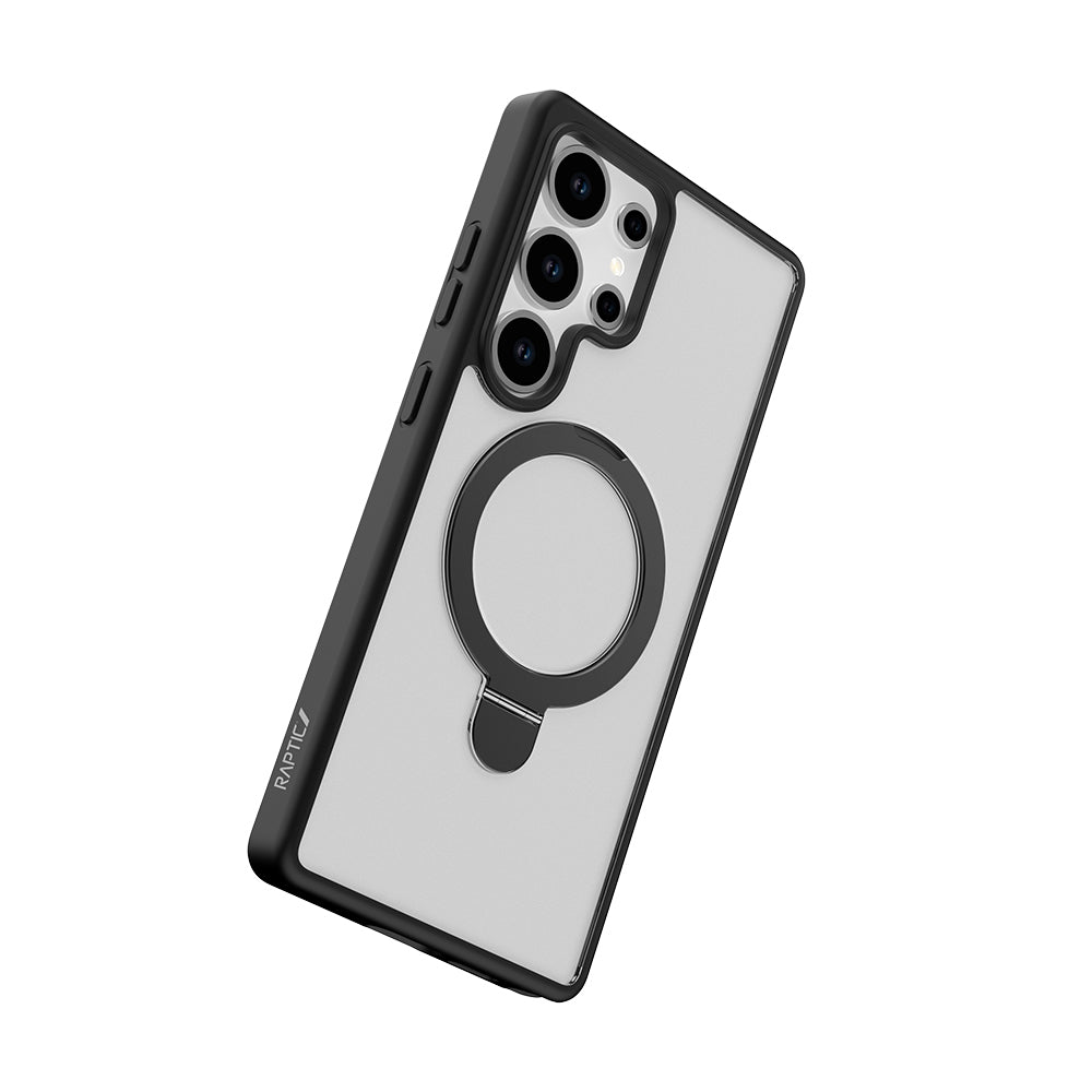 Galaxy S25 Ultra Kılıf Magsafe Şarj Özellikli Raptic Air Stand Serisi Buzlu Transparan Tasarımlı Standlı Kapak - raptic