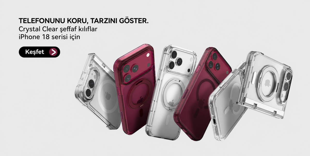 Raptic Crystal Clear şeffaf iPhone 18 kılıfları