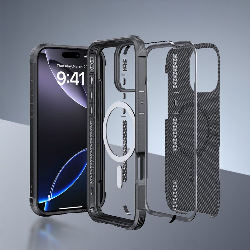 Apple iPhone 16 Pro Max Kılıf M - safe Şarj Özellikli Airbagli Raptic Apex Serisi Karbon Fiber Tasarımlı Kapak - raptic