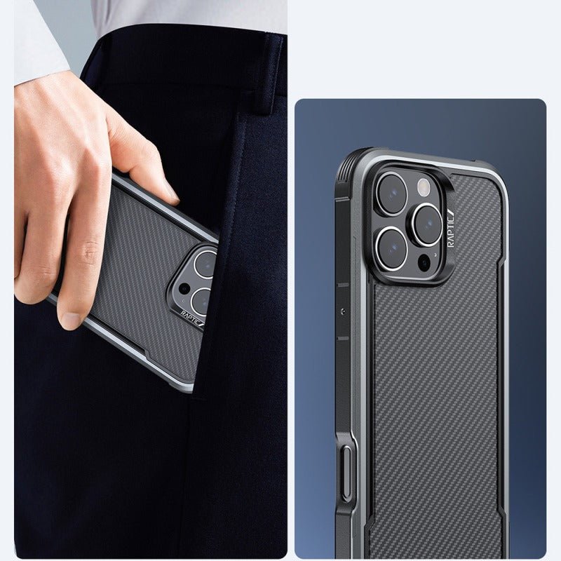 Apple iPhone 16 Pro Max Kılıf M - safe Şarj Özellikli Airbagli Raptic Apex Serisi Karbon Fiber Tasarımlı Kapak - raptic