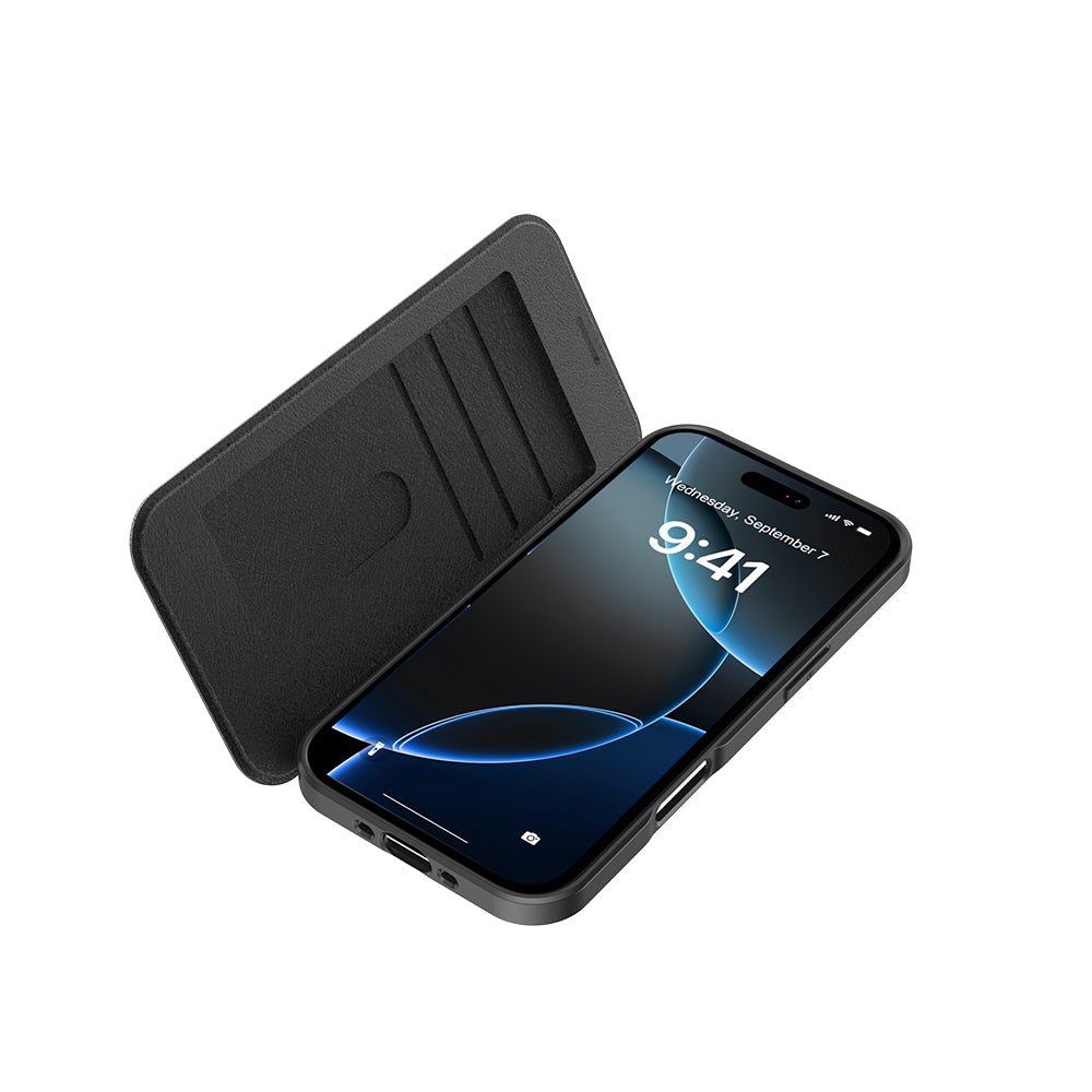 Apple iPhone 17 Air Kılıf M - Safe Şarj Özellikli Raptic Air Folio Şeffaf Kartlıklı Kapaklı Kılıf - raptic