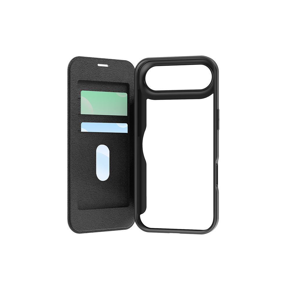 Apple iPhone 17 Air Kılıf M - Safe Şarj Özellikli Raptic Air Folio Şeffaf Kartlıklı Kapaklı Kılıf - raptic