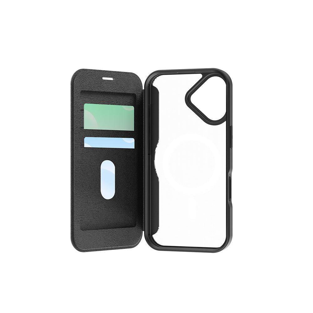 Apple iPhone 17 Kılıf M - Safe Şarj Özellikli Raptic Air Folio Şeffaf Kartlıklı Kapaklı Kılıf - raptic