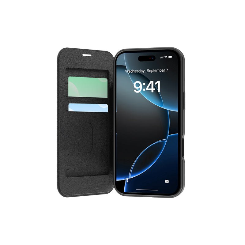 Apple iPhone 17 Kılıf M - Safe Şarj Özellikli Raptic Air Folio Şeffaf Kartlıklı Kapaklı Kılıf - raptic
