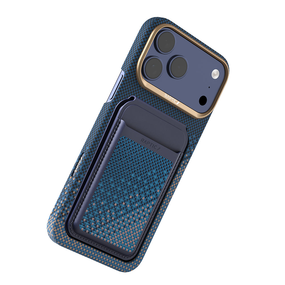 Apple iPhone 17 Pro Max Kılıf Raptic 2in1 Bundle Kit Aramid Skin Serenity Serisi Kartlık ve Karbon Kapak