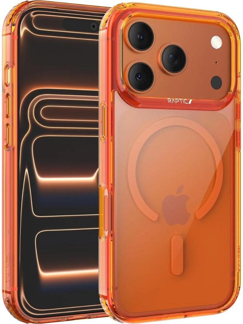 Apple iPhone 17 Pro Max Kılıf M - safe Şarj Özellikli Raptic Shield Classic Serisi Şeffaf Arka Yüzey C - Magnet TuruncuKapak - raptic
