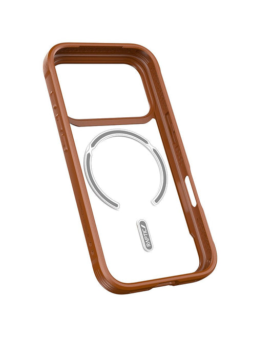 Apple iPhone 17 Pro Max Kılıf M - safe Şarj Özellikli Raptic Shield Classic Serisi Şeffaf Arka Yüzey C - Magnet TuruncuKapak - raptic