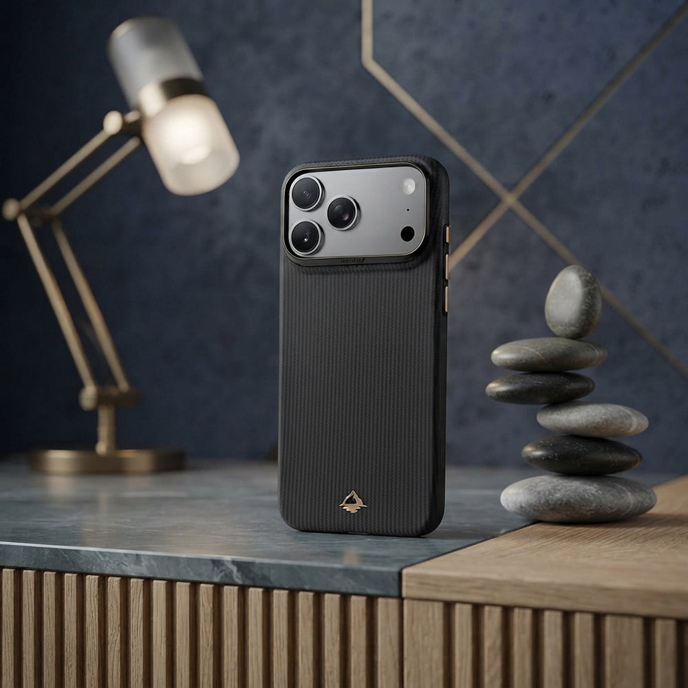 Apple iPhone 18 Pro Max Kılıf M-safe Şarj Özellikli Raptic Aramid Skin Reynis Serisi Karbon Kapak