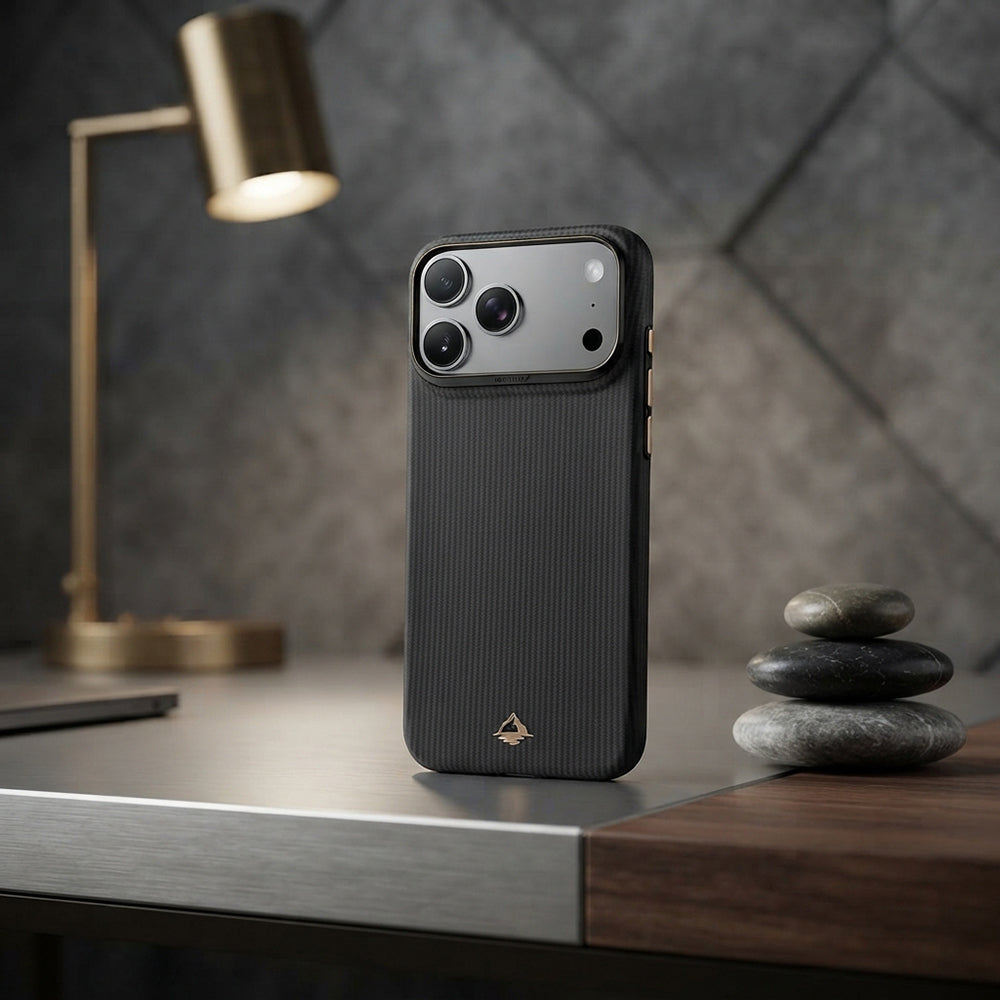 Apple iPhone 18 Pro Max Kılıf M-safe Şarj Özellikli Raptic Aramid Skin Reynis Serisi Karbon Kapak