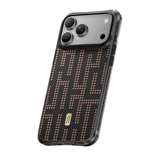 Apple iPhone 18 Pro Kılıf M-safe Şarj Özellikli Raptic Aramid Dual Grid Serisi Karbon Kapak
