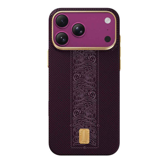 Apple iPhone 18 Pro Kılıf M-safe Şarj Özellikli Raptic Aramid Skin Rise Serisi 24 Ayar Altın Kaplamalı Karbon Kapak