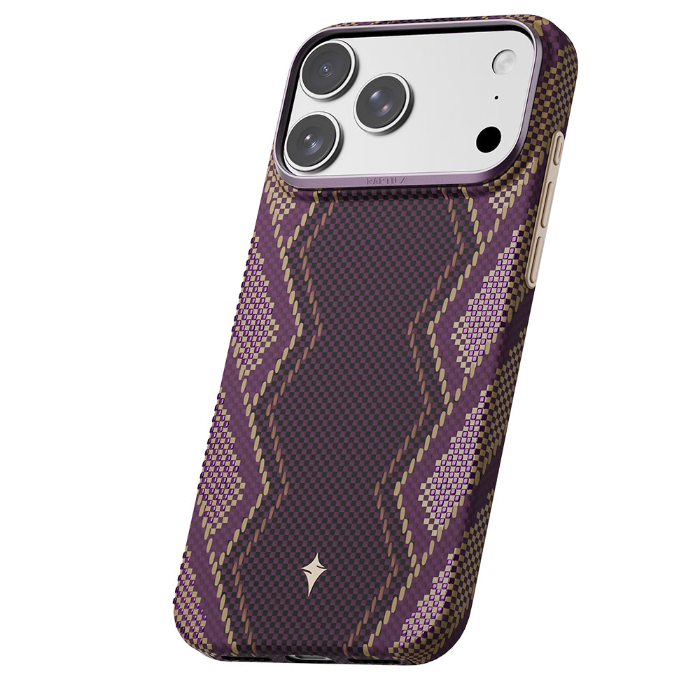 Raptic Apple iPhone 18 Pro Max Kılıf M-safe Şarj Özellikli Aramid Skin Scepter Serisi Karbon Kapak Burgundy