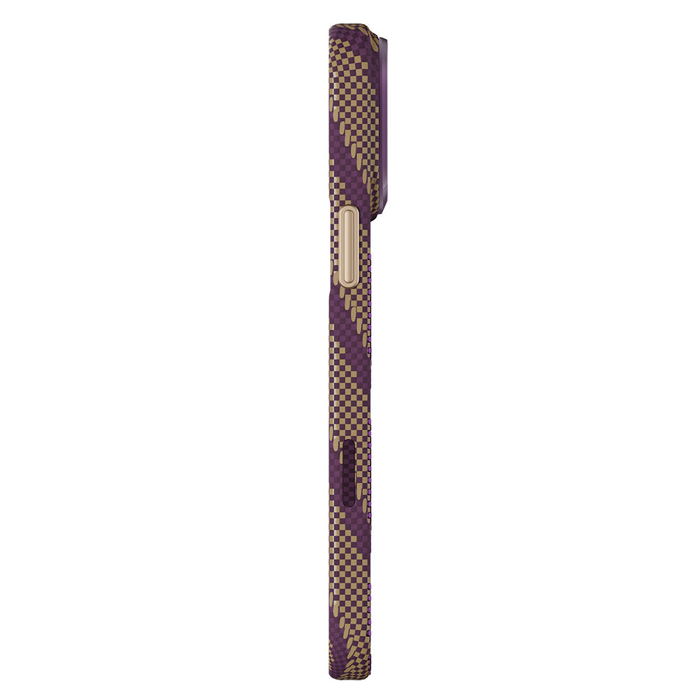 Raptic Apple iPhone 18 Pro Kılıf M-safe Şarj Özellikli Aramid Skin Scepter Serisi Karbon Kapak Burgundy
