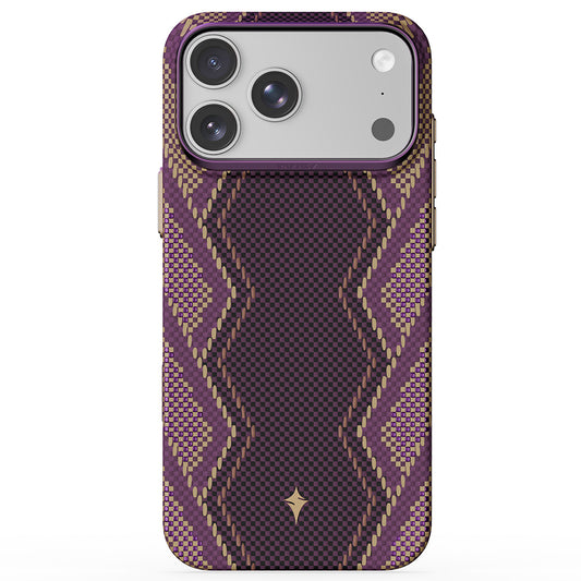 Raptic Apple iPhone 18 Pro Max Kılıf M-safe Şarj Özellikli Aramid Skin Scepter Serisi Karbon Kapak Burgundy