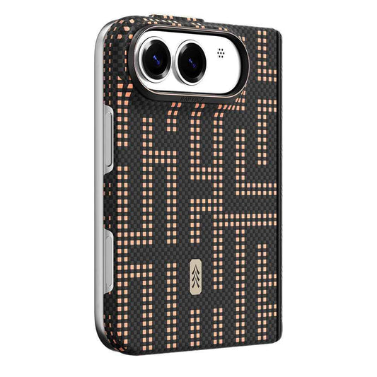 Raptic Apple iPhone Duo Kılıf M-safe Şarj Özellikli Aramid SkinPro Grid Serisi Karbon Kapak Lacivert