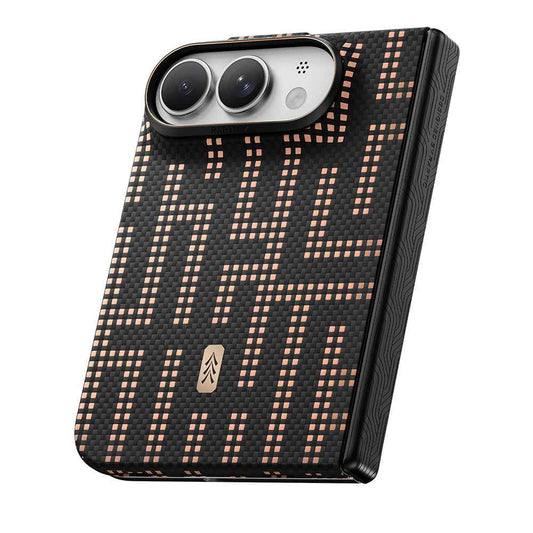 Raptic Apple iPhone Duo Kılıf M-safe Şarj Özellikli Aramid SkinPro Grid Serisi Karbon Kapak Siyah