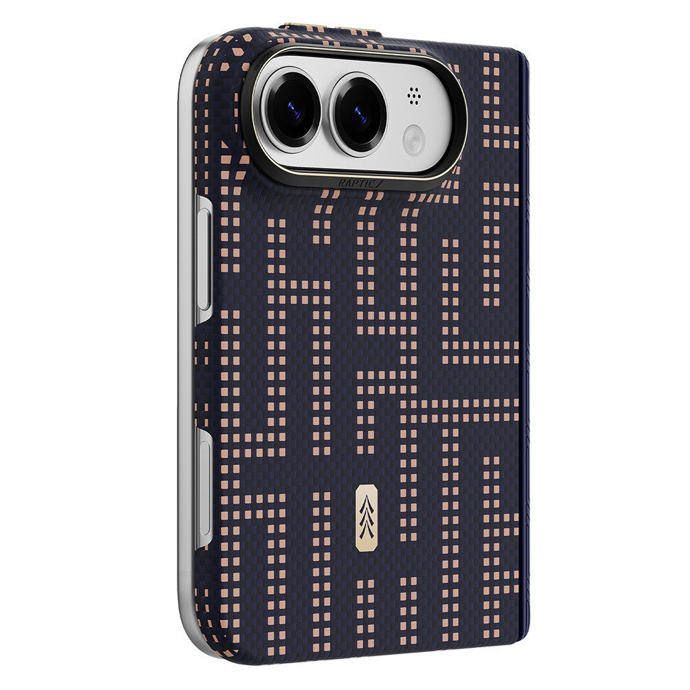 Raptic iPhone Duo Aramid SkinPro Grid kılıf, Lacivert, MagSafe uyumlu