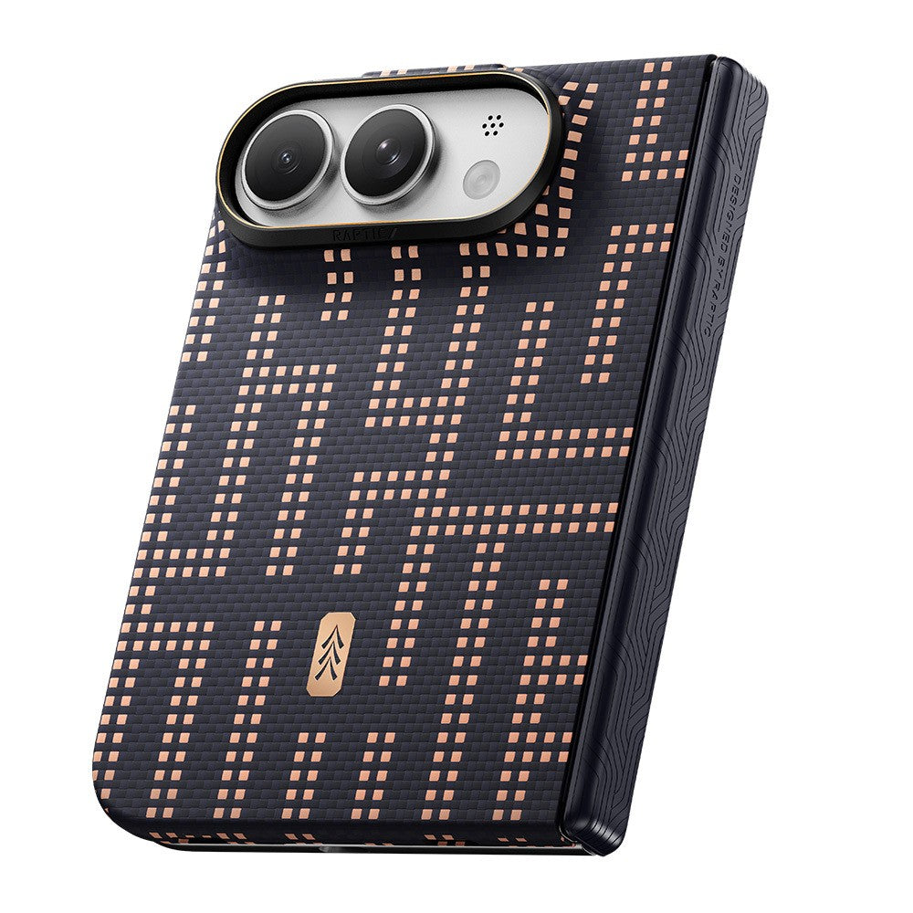 Raptic iPhone Duo Aramid SkinPro Grid kılıf, Lacivert, açılı görünüm