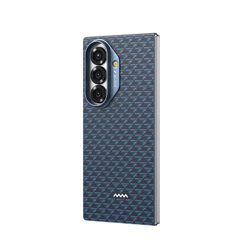 Raptic Samsung Galaxy Z Fold 7 Aramid Skin Origin kılıf, Lacivert, MagSafe uyumlu